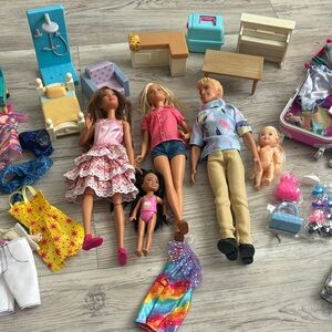 Barbie Dolls W/Ken Chelsea Lot Clothes  Extra Accessories
